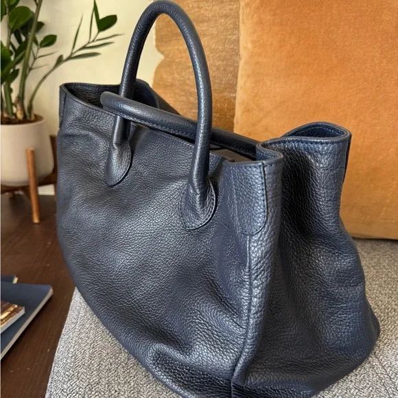 Mark & Graham- Navy Elizabetta Pebbled Leather Tote - Picture 2 of 8